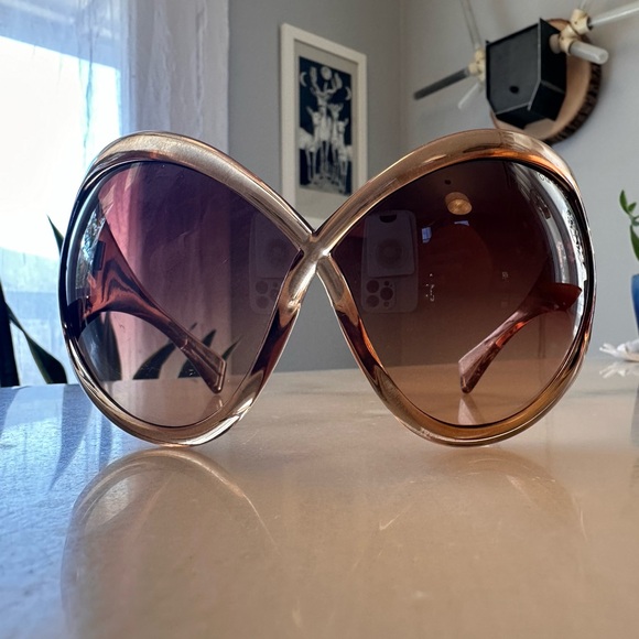 *RARE* TOM FORD "Bug" Oversize Brown Gradient Sunglasses NEW With Case and Cloth - Picture 6 of 6